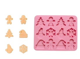 Molde silicona 12 figuras planas Navidad 